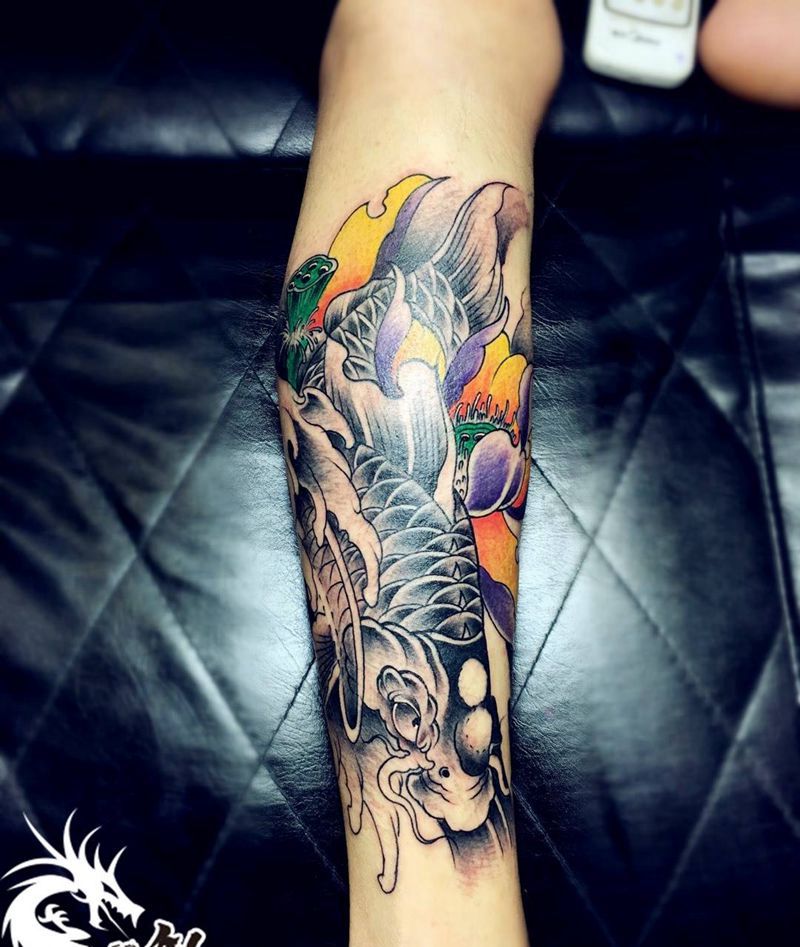 两个小腿纹身图片