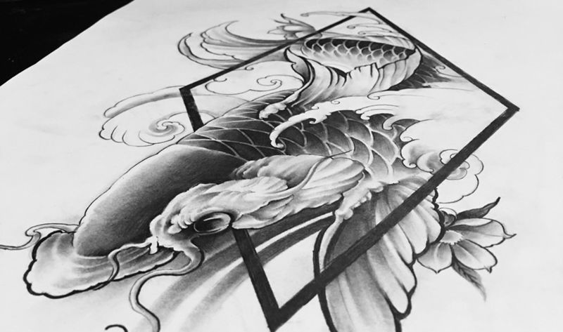 锦鲤手稿 价格美丽纹身图片