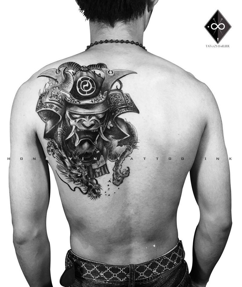 鬼武士纹身图片