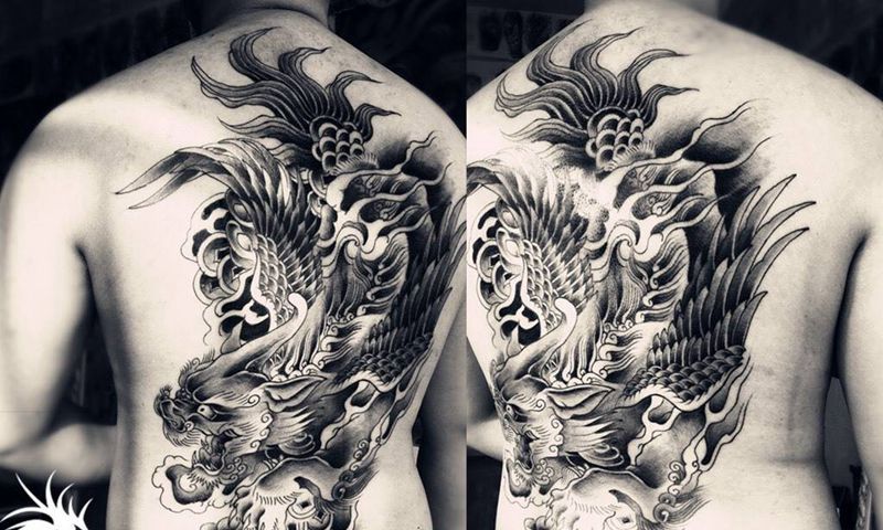 满背貔貅纹身图片