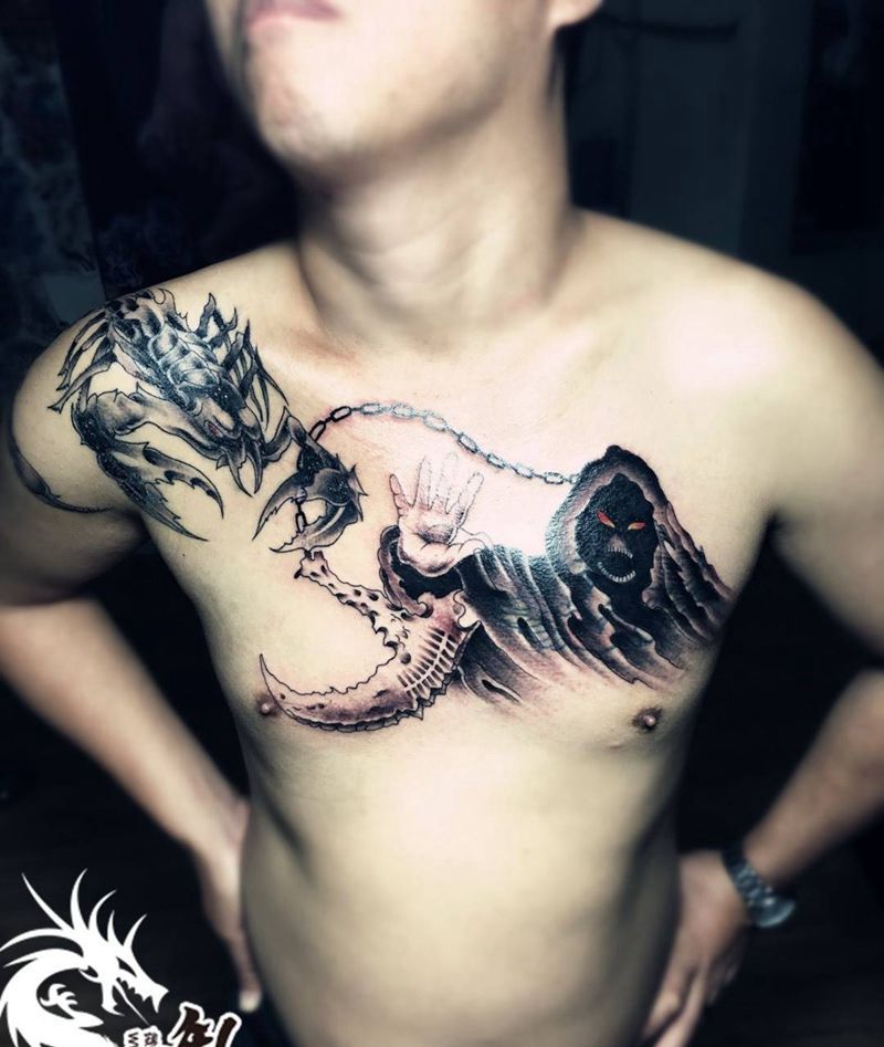 死神PK大龙虾纹身图片