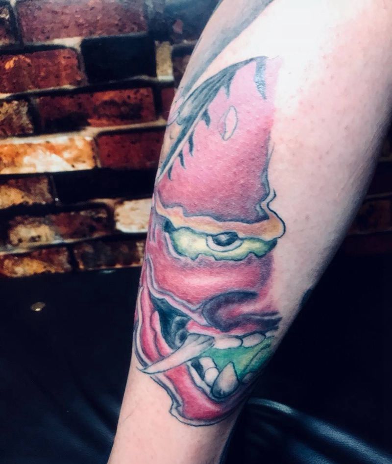 般若纹身图片_成品腿部传统动物人物鬼神纹身图案