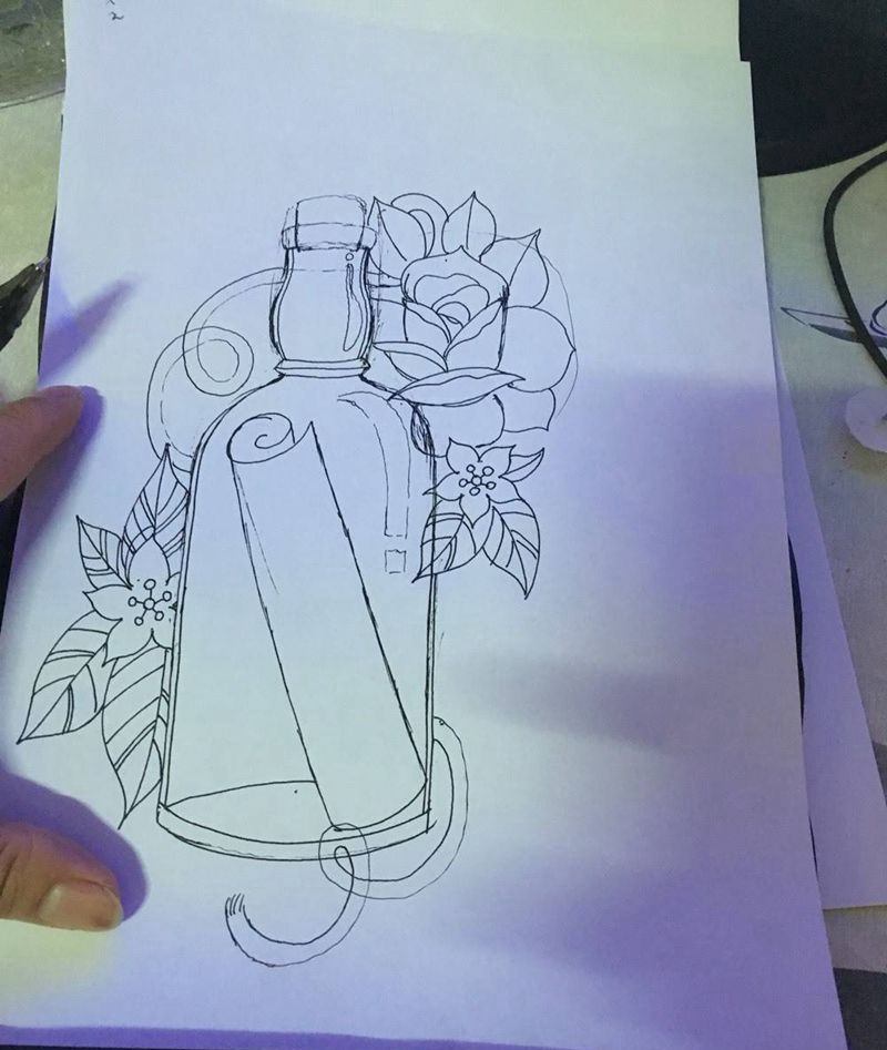 漂流瓶纹身图片_成品纹身图案