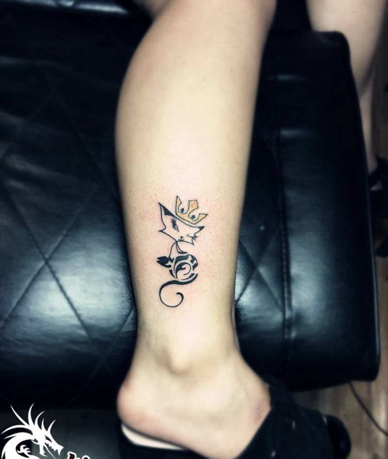 腿部小清新纹身图片