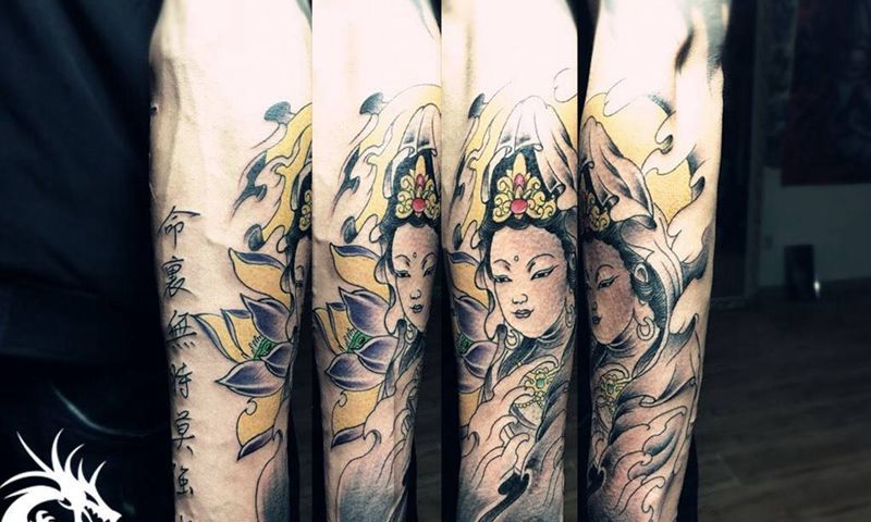 小臂观音纹身图片