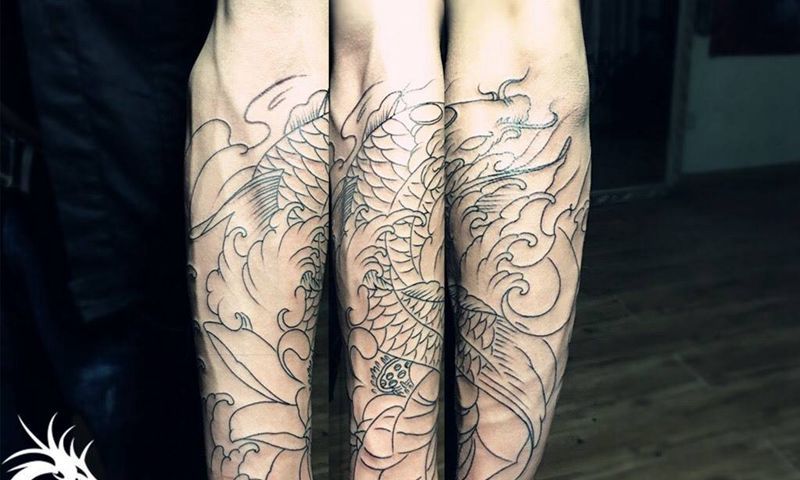 小臂线条纹身图片