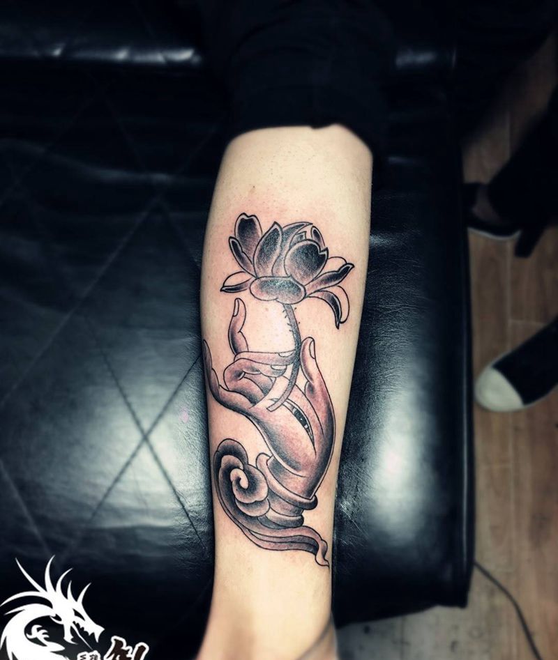 佛手莲花纹身图片