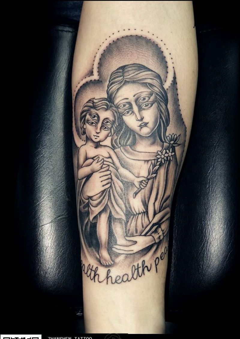 圣母 看看眼睛是否晕了纹身图片