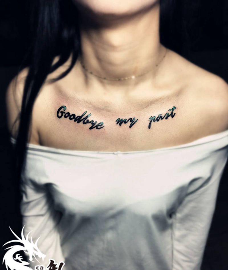 女生胸部英文纹身图片