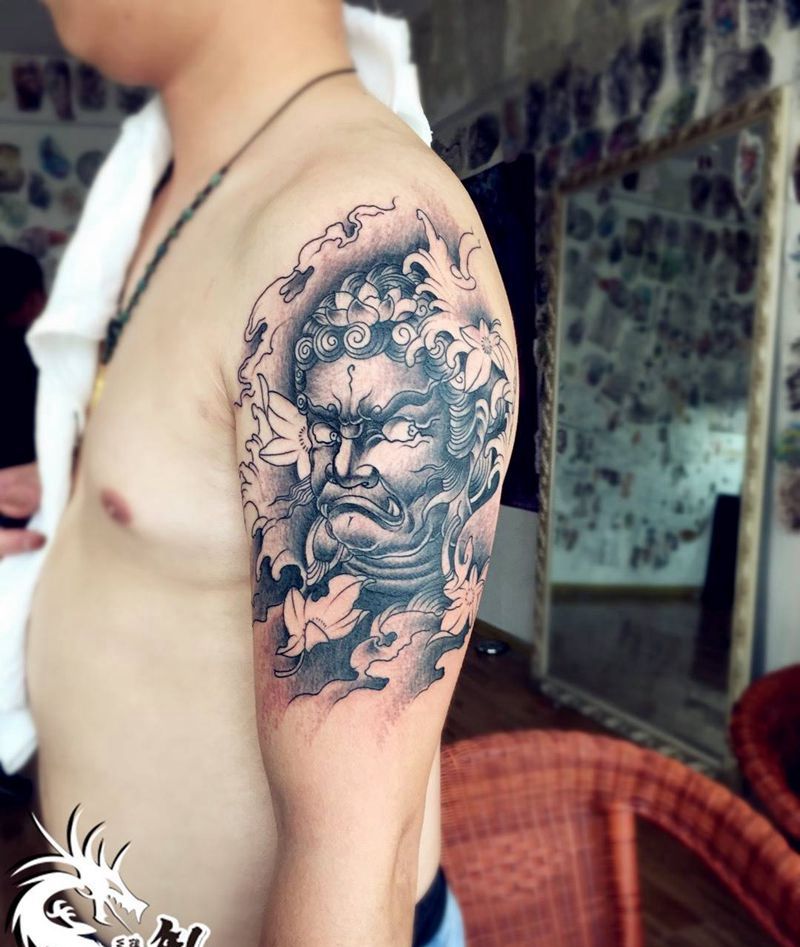 大臂不动尊菩萨,帅到爆纹身图片