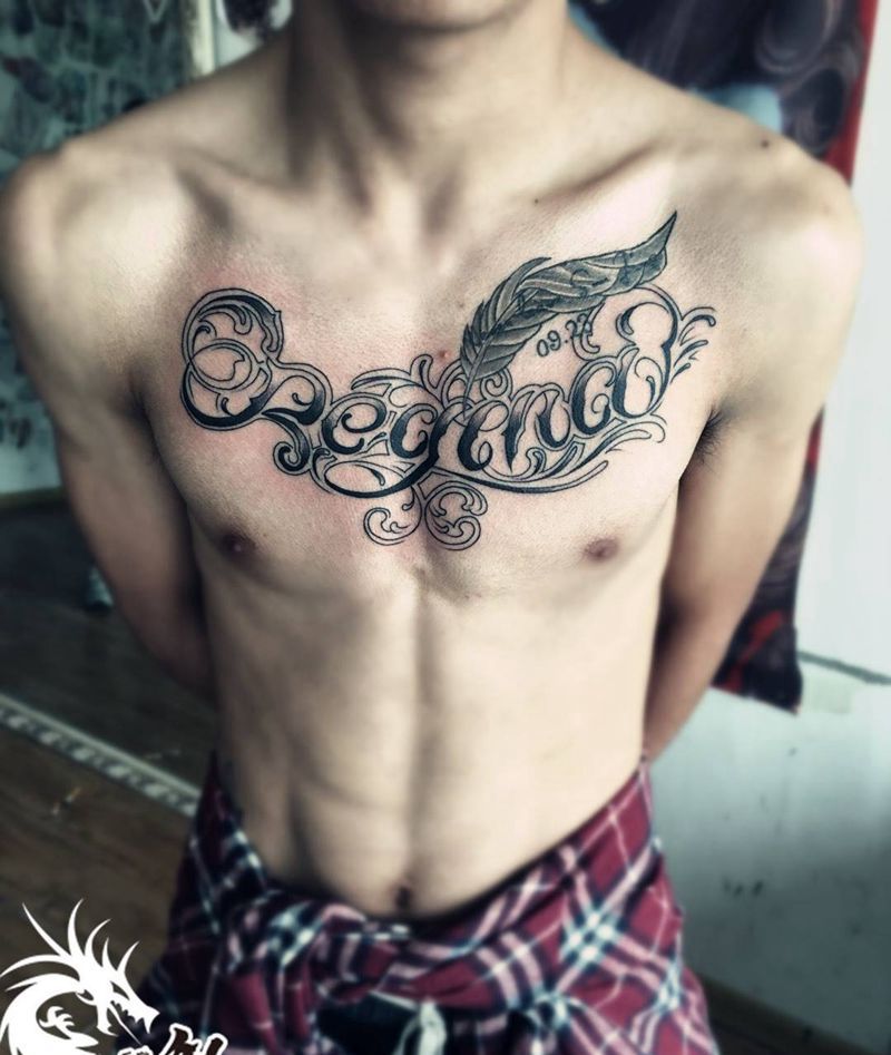 前胸花体纹身图片