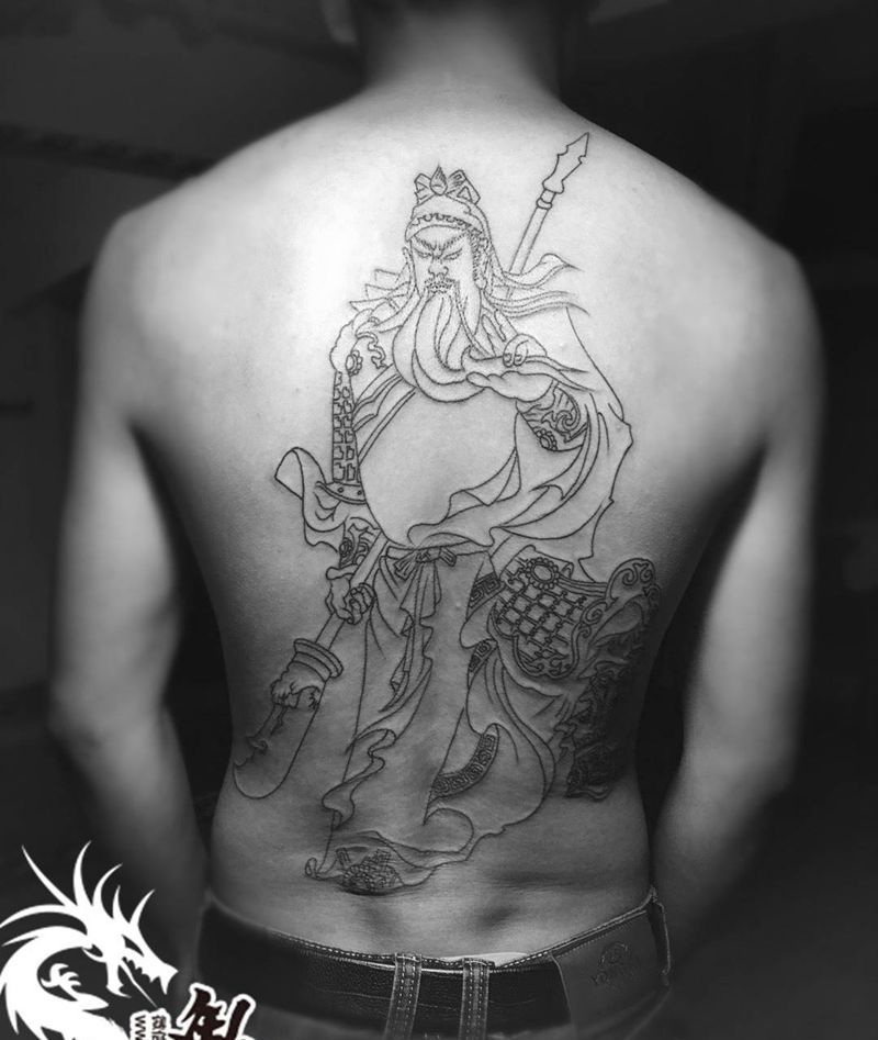 关公割线纹身图片