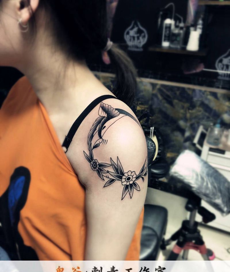 肩花纹身图片