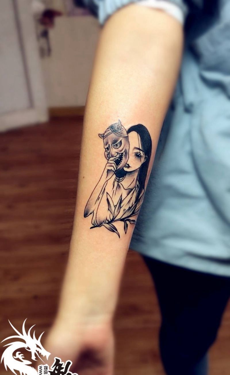 迷你版艺妓纹身图片