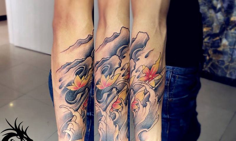 小臂山水纹身图片