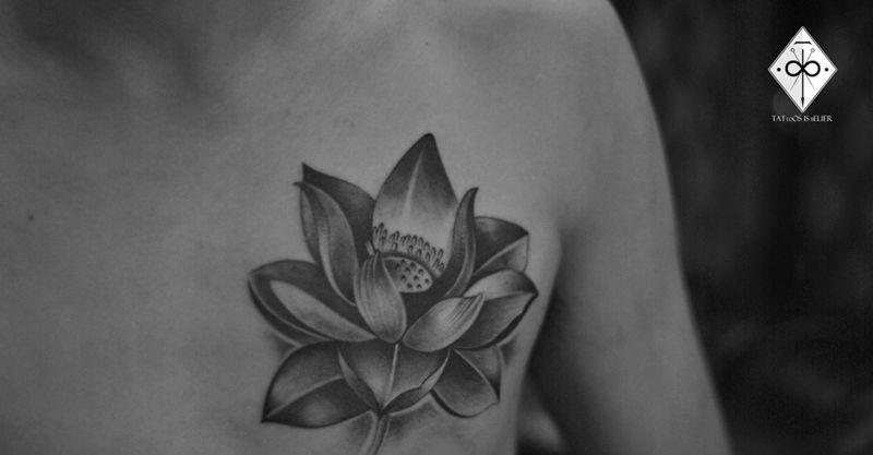 一个荷花纹身图片