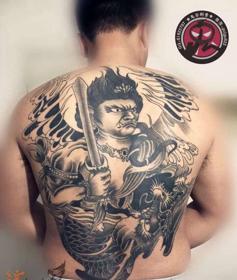 不动明王纹身图片_成品传统人物宗教纹身图案