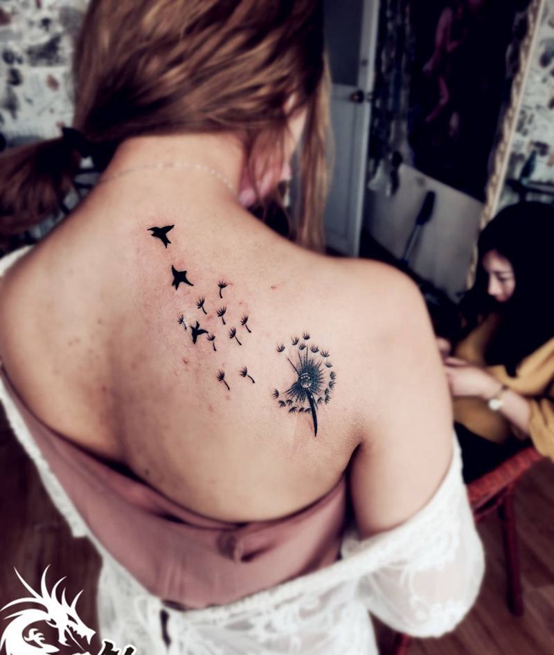 唯美蒲公英纹身图片