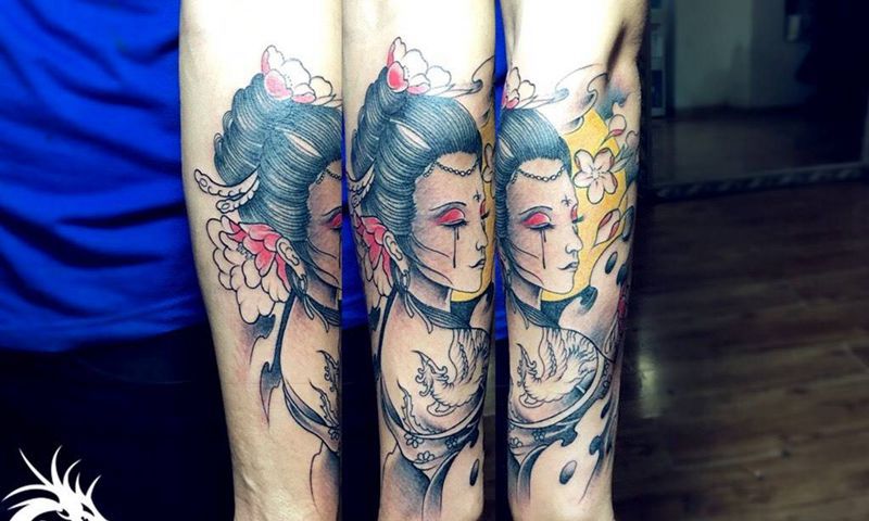 小臂艺妓,精致到没话说纹身图片