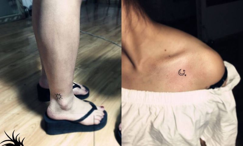 两位美女的四个小清新纹身图片