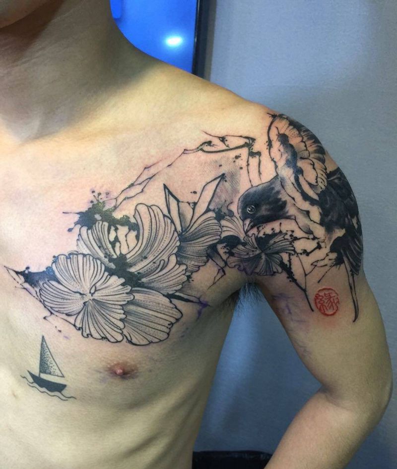 泼墨风格纹身图片