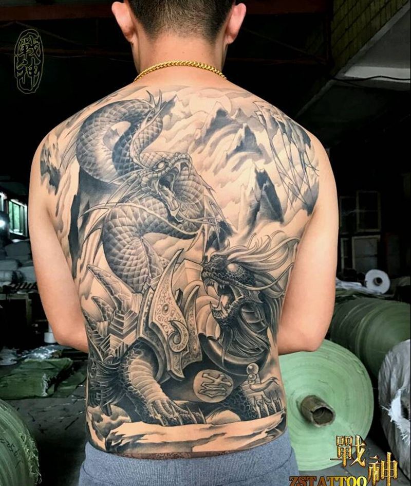满背玄武恢复后效果 原创设计纹身图片