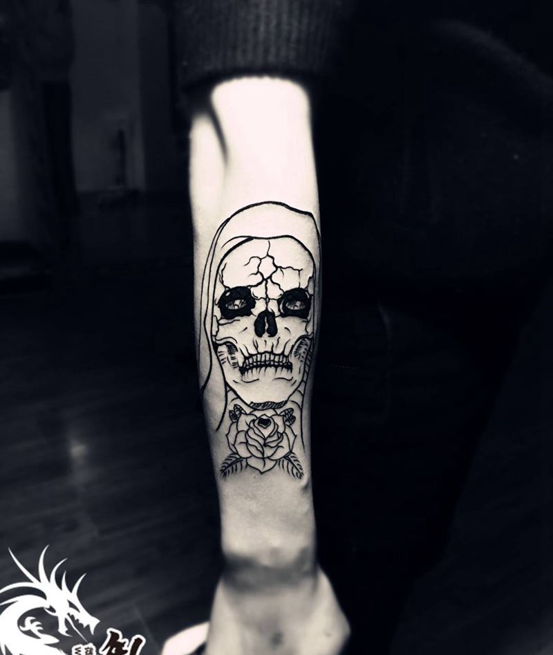 小臂骷髅纹身图片