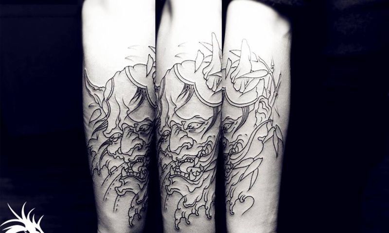 般若线条纹身图片