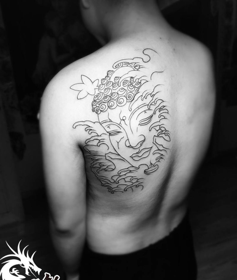 加班佛头纹身图片