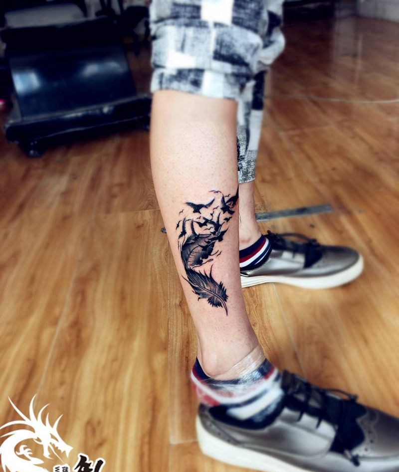 羽毛一枚纹身图片