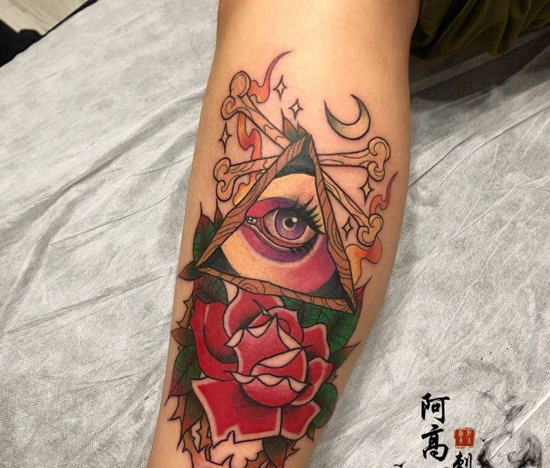 原创：old school上帝之眼纹身纹身图片