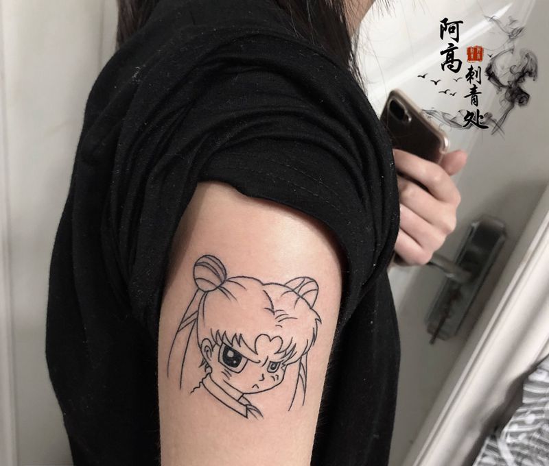 美少女战士纹身图片_手臂几何纹身图案