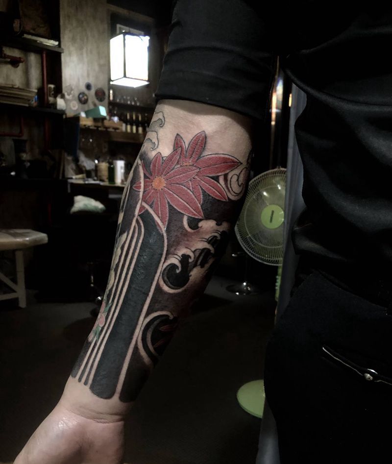 传统水浪纹身图片_手臂纹身图案