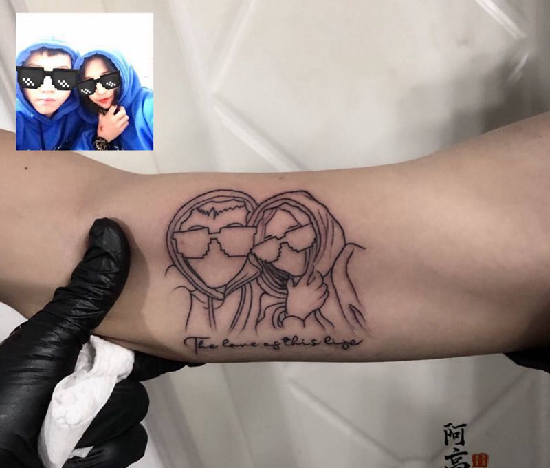 简笔画纹身图片_手臂几何纹身图案