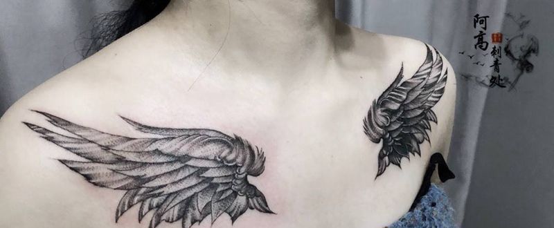 点刺 翅膀纹身图片