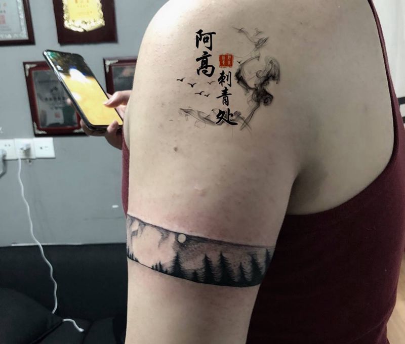 欧美臂环纹身图片