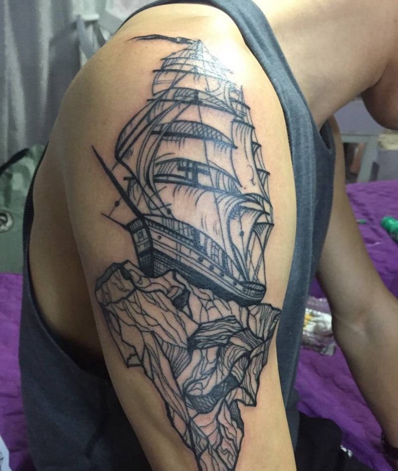 帆船纹身图片