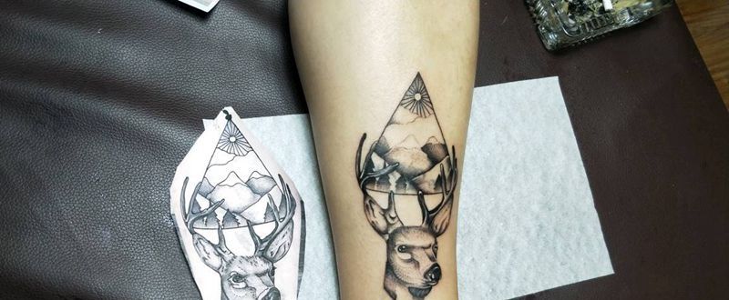 鹿纹身图片_点刺纹身图案