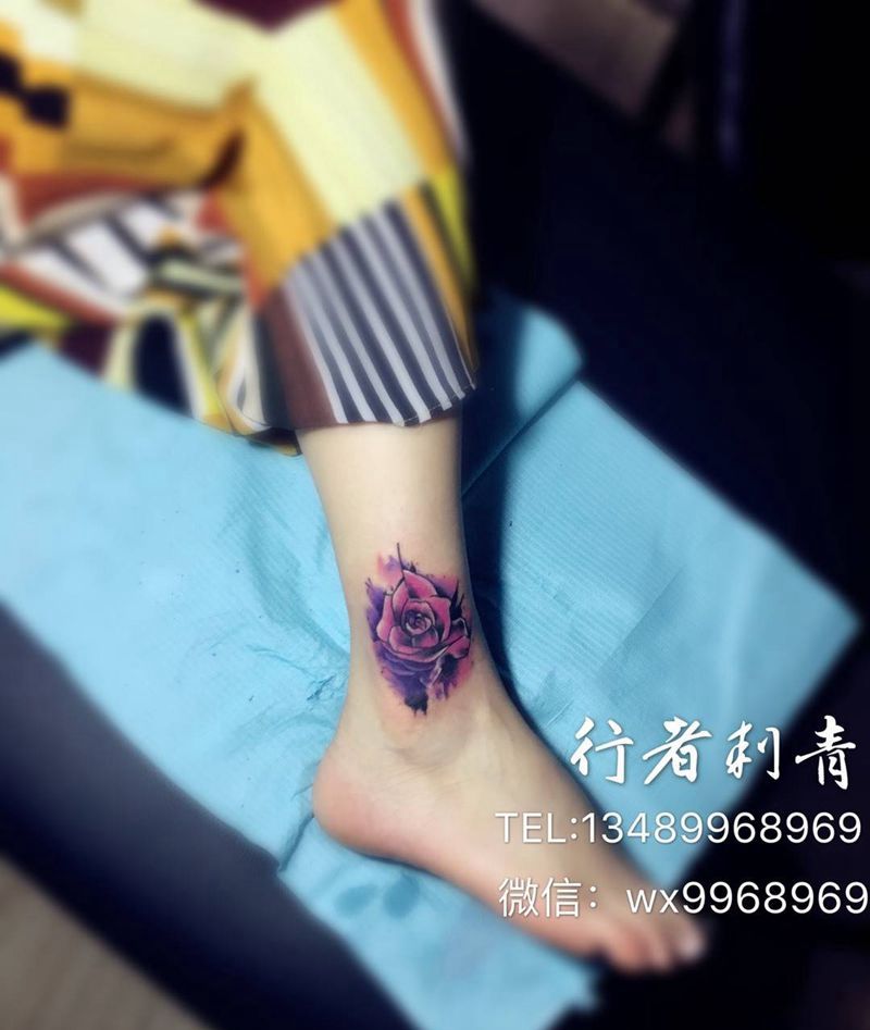 泼墨玫瑰（遮盖）纹身图片