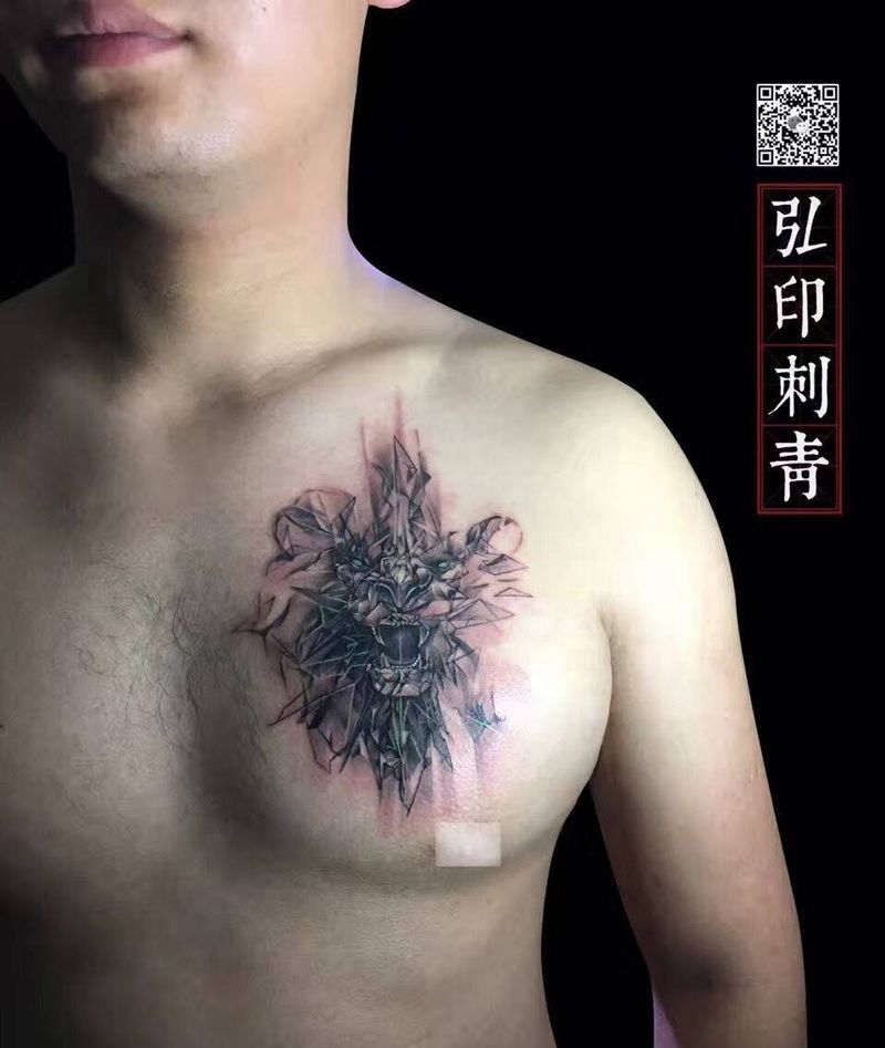 印象风 雄狮纹身图片