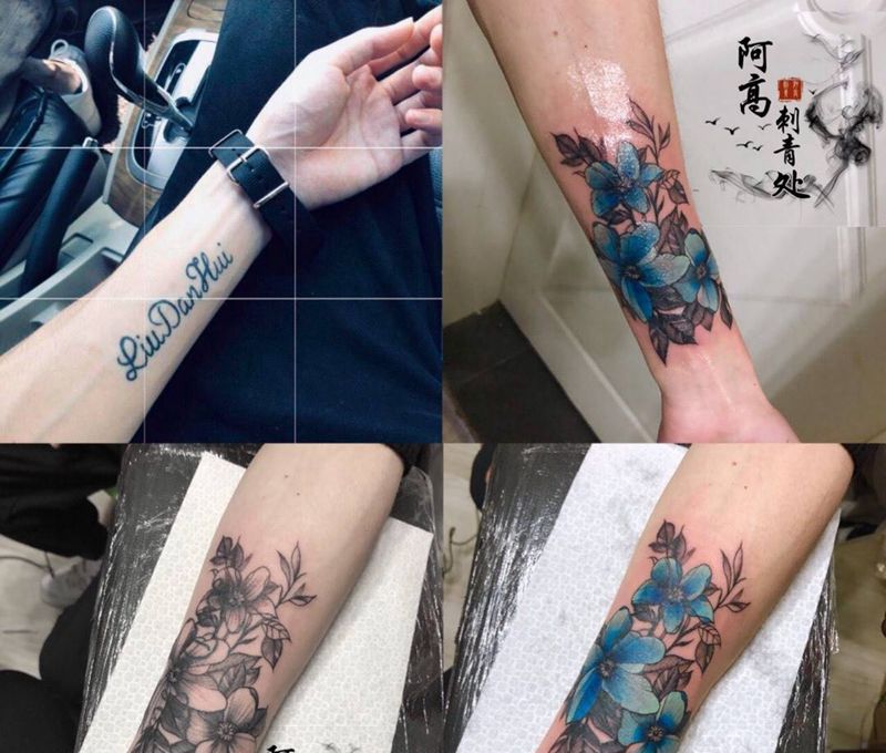 遮盖素花纹身图片