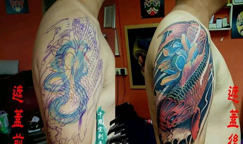 老图遮盖纹身图片_手臂传统纹身图案