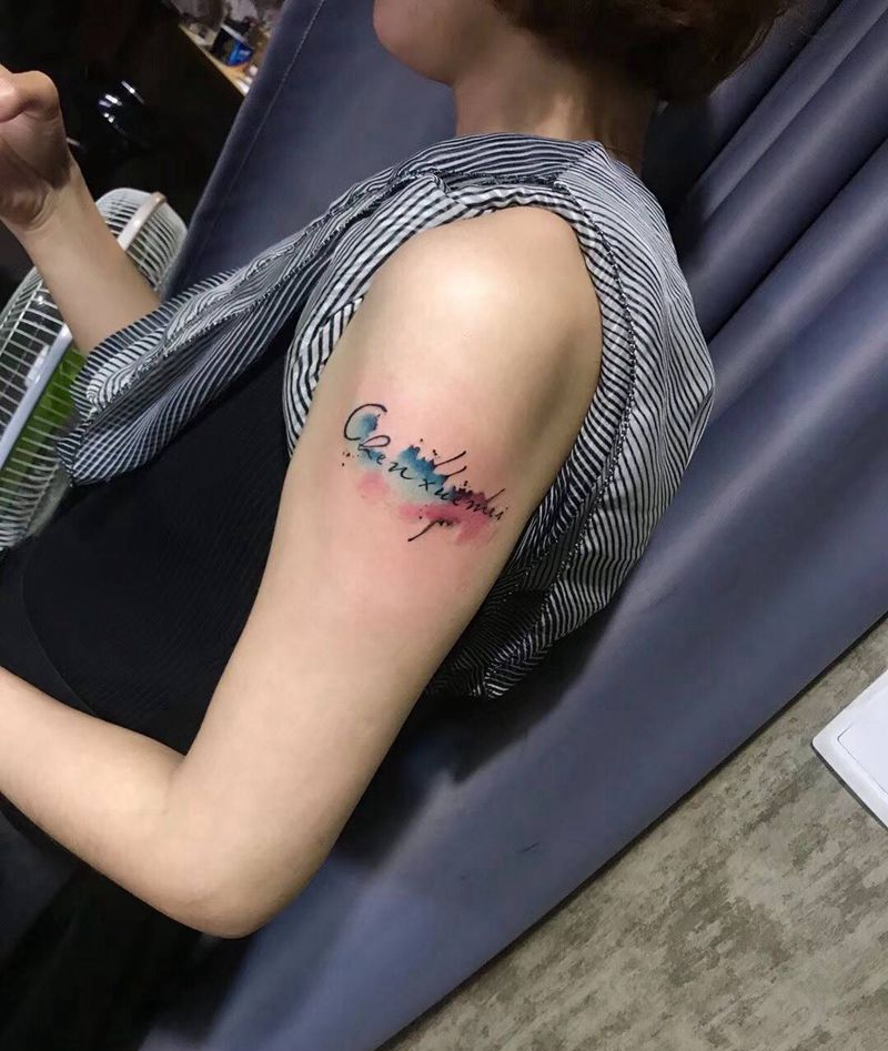 英文水彩纹身图片