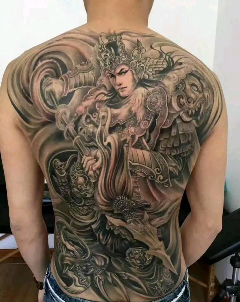 赵子龙龙涯角枪。纹身图片_新传统纹身图案