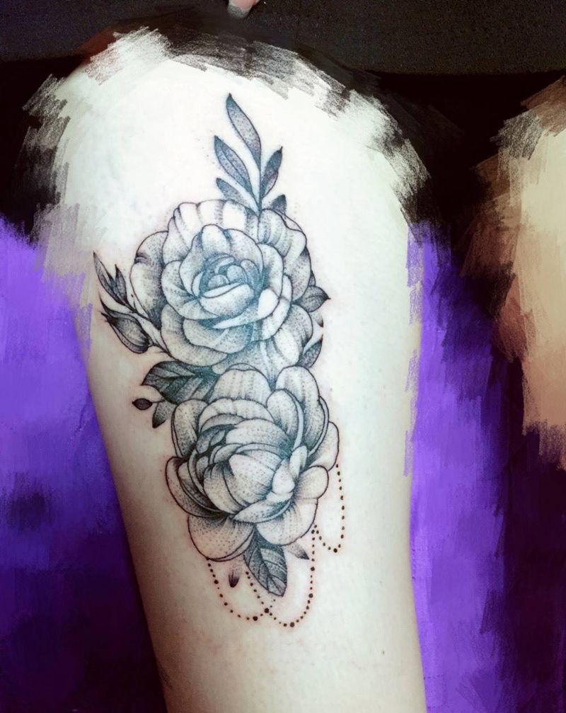 点刺牡丹纹身图片