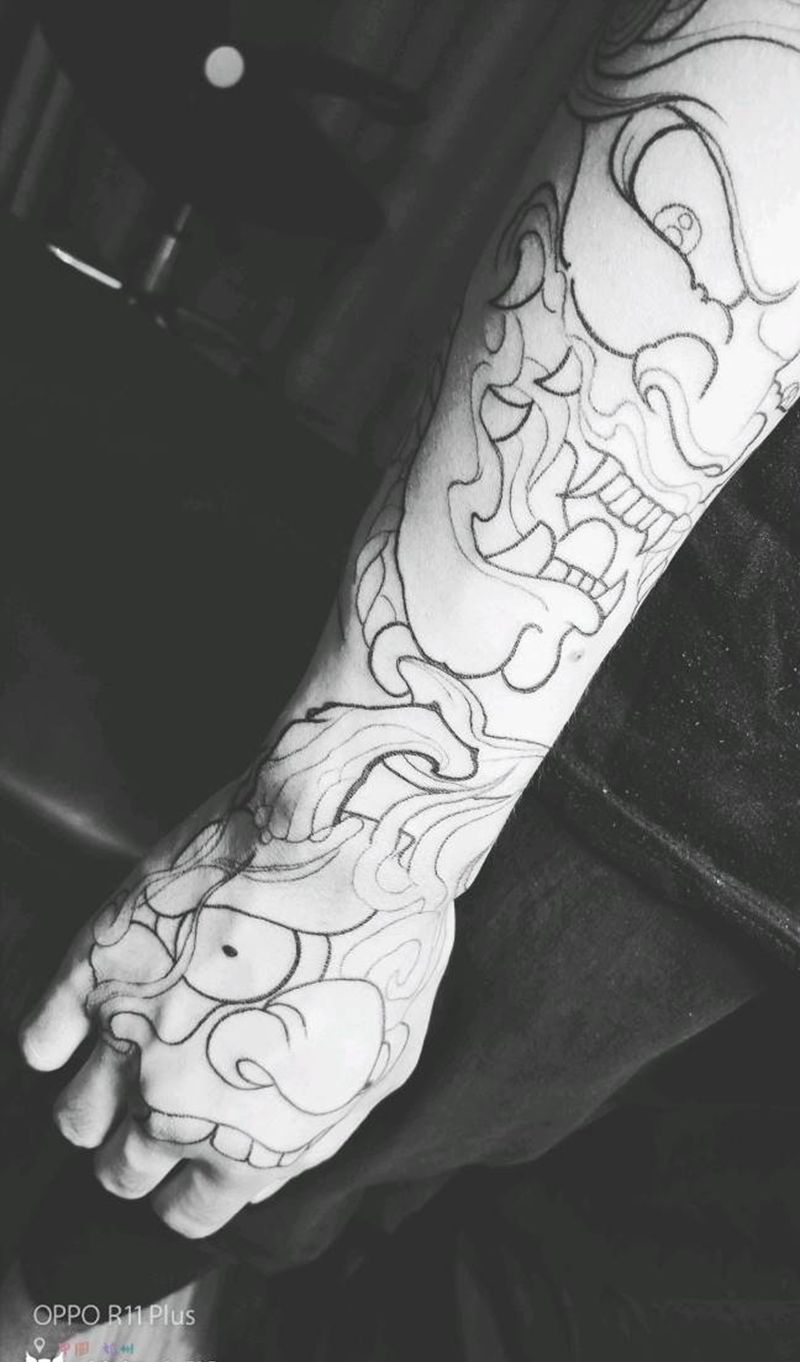 线条纹身图片_手部纹身图案