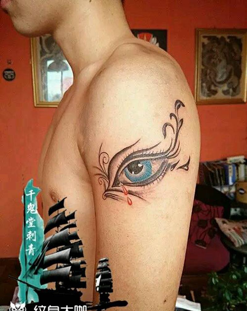 眼睛纹身图片_手臂欧美纹身图案