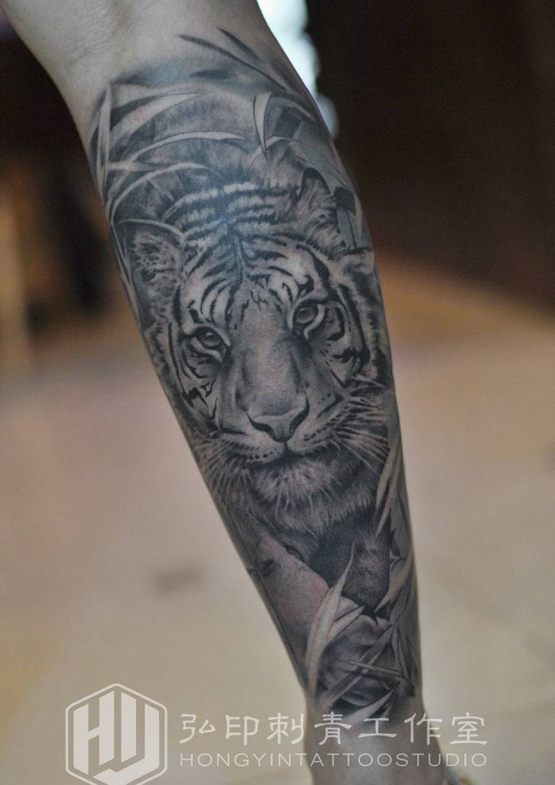 写实 虎纹身图片