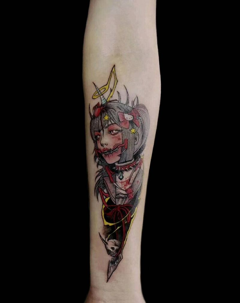 人物纹身图片_手臂New School纹身图案