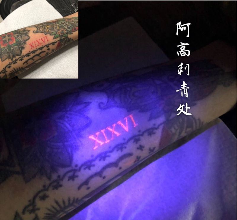 会发光的罗马数字纹身图片